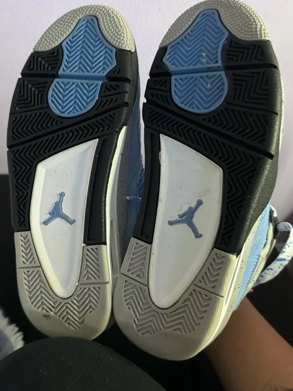 Jordan Kids Light Blue Suede Retro Sneakers with Speckled Laces